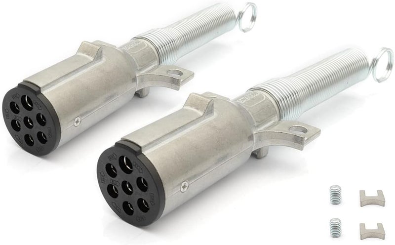 MIOKCALE 2 Pcs Trailer Side 7-Way Round Wiring Harness Socket with Spring Guard - 7 Pin Trailer-Side Wiring Harness Connector - Image 1